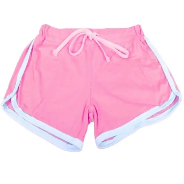 shorts for women drawstring elastic waist contrast binding side split shorts cotton workout waistband fitness new shorts 2018