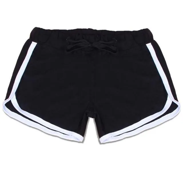 shorts for women drawstring elastic waist contrast binding side split shorts cotton workout waistband fitness new shorts 2018