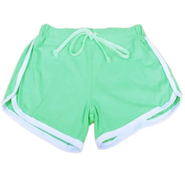 shorts for women drawstring elastic waist contrast binding side split shorts cotton workout waistband fitness new shorts 2018