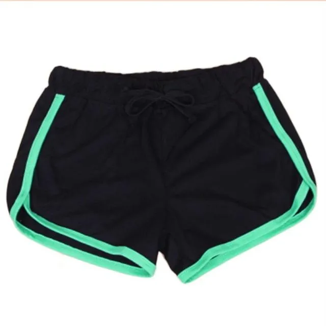 shorts for women drawstring elastic waist contrast binding side split shorts cotton workout waistband fitness new shorts 2018