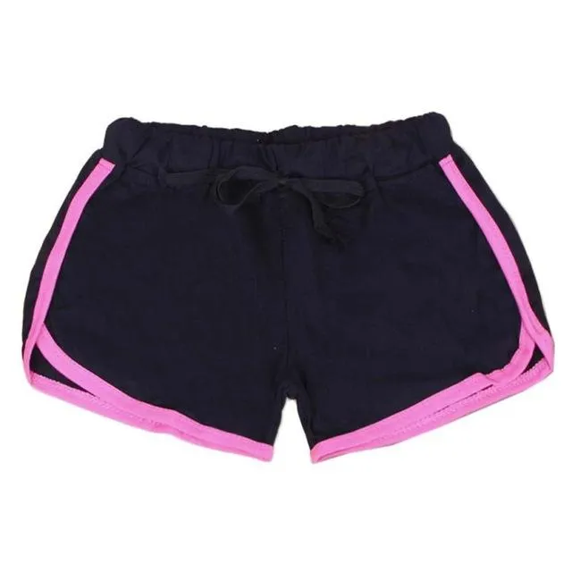 shorts for women drawstring elastic waist contrast binding side split shorts cotton workout waistband fitness new shorts 2018