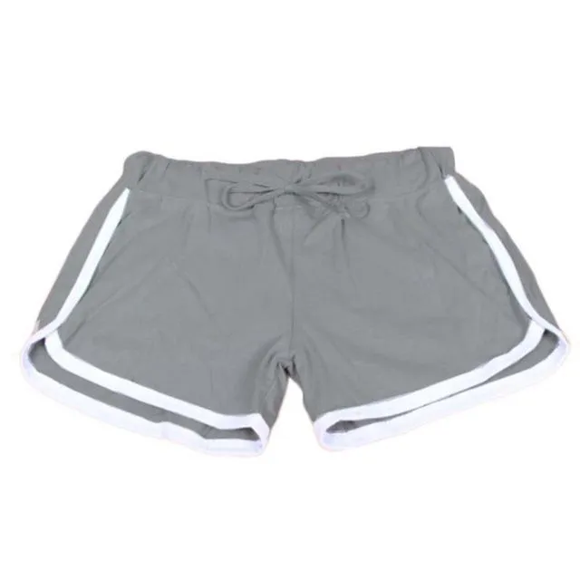 shorts for women drawstring elastic waist contrast binding side split shorts cotton workout waistband fitness new shorts 2018